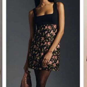 Maeve Square Neck Brocade Mini Dress